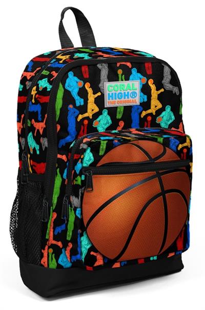 Coral High Kids Siyah Basketbol Desenli 3lü Okul Çanta Seti Erkek Çocuk