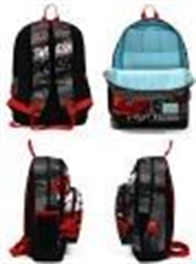 Coral High Kids Siyah Kırmızı Anime Araba Desenli USBli 3lü Okul Çanta Seti - Erkek