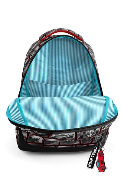 Coral High Kids Siyah Kırmızı Araba Desenli 3lü Okul Çanta Seti SET0114429 - Erkek