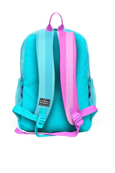 Coral High Kids Turkuaz Pembe Çizgili 3lü Okul Çanta Seti SET0123771 - Kız