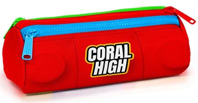 Coral High Kırmızı Bultak Desenli Kız ve Erkek Çocuk Okul Kalem Çantası - Üç Bölmeli Kalemlik 22091