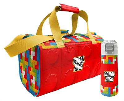 Coral High Kırmızı Yapı Blokları Baskılı Erkek Çocuk Spor Çantası ve 500 ml Çelik Matara Seti 27522