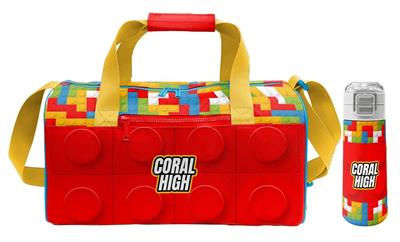 Coral High Kırmızı Yapı Blokları Baskılı Erkek Çocuk Spor Çantası ve 500 ml Çelik Matara Seti 27522