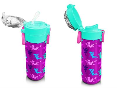 Coral High Kız Çocuk 500 ml Okul ve Günlük Paslanmaz Çelik Termos - Pembe Su Yeşili Peri Desenli  - Sızdırmaz 31900
