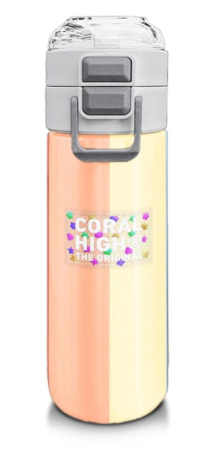 Coral High Kız Çocuk 500 ml Okul ve Günlük Paslanmaz Çelik Termos - Sarı Turuncu Renkli Çizgili - Sızdırmaz 31880