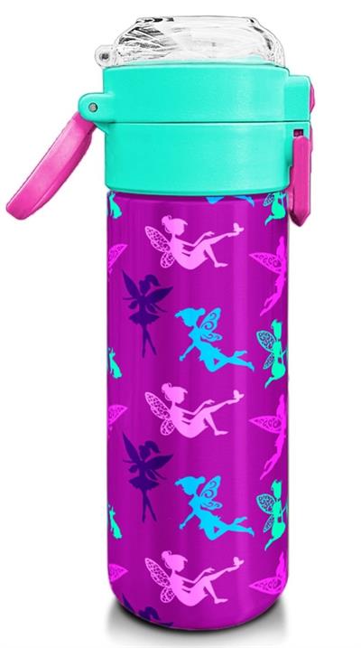 Coral High Kız Çocuk 500 ml Okul ve Günlük Paslanmaz Çelik Termos - Pembe Su Yeşili Peri Desenli  - Sızdırmaz 31900