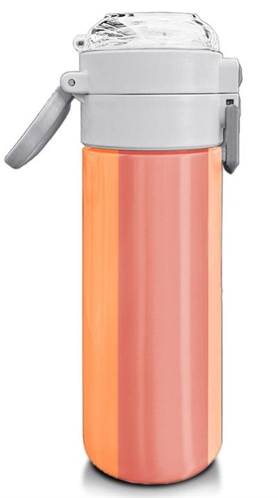 Coral High Kız Çocuk 500 ml Okul ve Günlük Paslanmaz Çelik Termos - Sarı Turuncu Renkli Çizgili - Sızdırmaz 31880