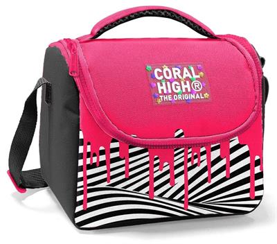 Coral High Kız Çocuk Beslenme Çantası - Thermo - Pembe Siyah Beyaz Boya Desenli 22778