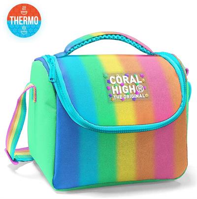 Coral High Kız Çocuk Beslenme Çantası - Thermo - Renkli Çizgili Mavi Turuncu 22773