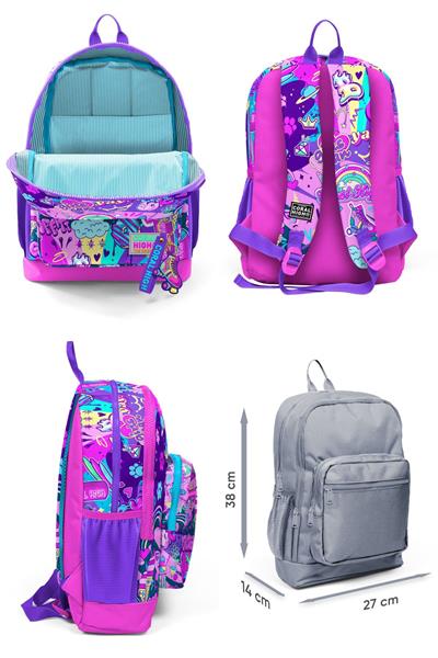 Coral High Kız Çocuk Grafiti Desenli İlkokul Okul Çanta Seti ve Bel Çantası