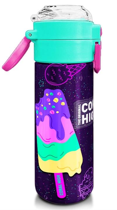 Coral High Çelik Matara Termos/Suluk 31980 - 500ml, Kız Çocuk, Mor Pembe Dondurma Desenli