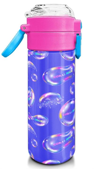 Coral High Çelik Matara Termos/Suluk 31981 - 500ml, Kız Çocuk, Lavanta Pembe Baloncuk Desenli