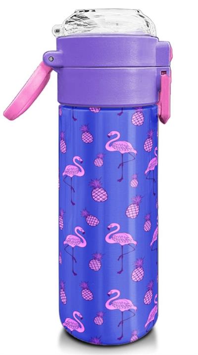 Coral High Kız Çocuk İçin 500 mllik Paslanmaz Çelik Termos/Suluk - Lavanta Pembe Flamingo Desenli 31905