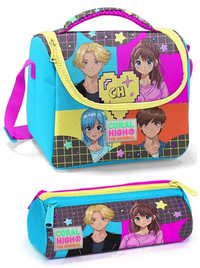 Coral High Kız Çocuk İlkokul Çantası Seti - Mavi Pembe Anime