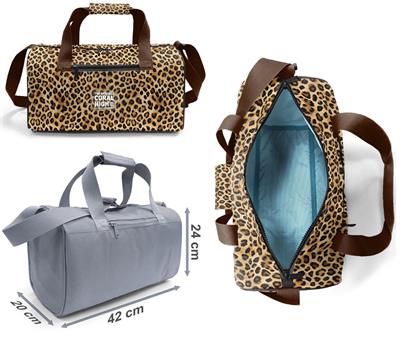 Coral High Kız Çocuk Kahverengi Leopar Desenli Çocuk Valizi ve Seyahat/Spor Çantası Seti