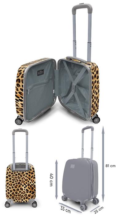 Coral High Kız Çocuk Kahverengi Leopar Desenli Çocuk Valizi ve Seyahat/Spor Çantası Seti