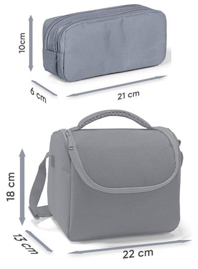 Coral High Kız Çocuk Kalp Baskılı Siyah Pembe Thermo Beslenme Çantası ve İki  Bölmeli Kalemlik Seti