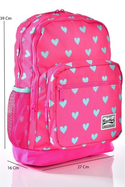 Coral High Kız Çocuk Kalp Desenli 3lü Okul Çantası Seti
