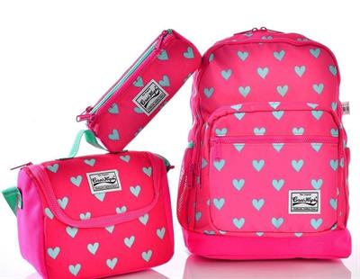 Coral High Kız Çocuk Kalp Desenli 3lü Okul Çantası Seti