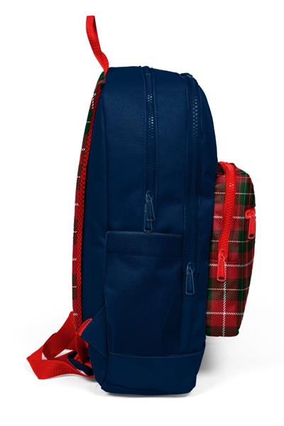 Coral High Kız Çocuk Lacivert Kırmızı Ekosa Desenli İlkokul Sırt Çantası (Dört Bölme) 33207