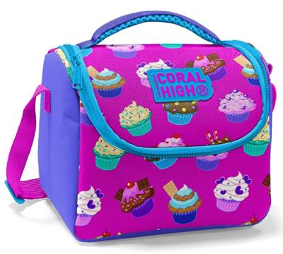 Coral High Kız Çocuk Lavanta Mor Cupcake Okul Beslenme Çantası -Yalıtımlı