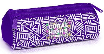 Coral High Kız Çocuk Mor Beyaz Geometrik Şeklli Üç Bölmeli Okul Kalem Çantası 11183