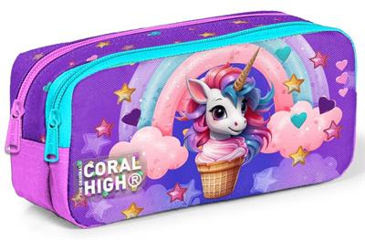 Coral High Kız Çocuk Mor Pembe İki Bölmeli İlkokul Kalem Çantası 12095