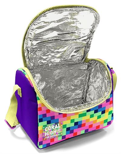 Coral High Kız Çocuk Mor Piksel Kalp Desenli Isı Yalıtımlı Beslenme Çantası 37108