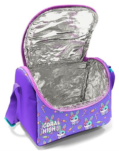 Coral High Kız Çocuk Mor Sevimli Tavşan Baskılı Isı Yalıtımlı Beslenme Çantası 37155