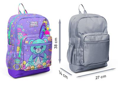 Coral High Kız Çocuk Mor Yeşil Ayıcık Desenli İlkokul Sırt Çantası (Dört Bölme) 33205