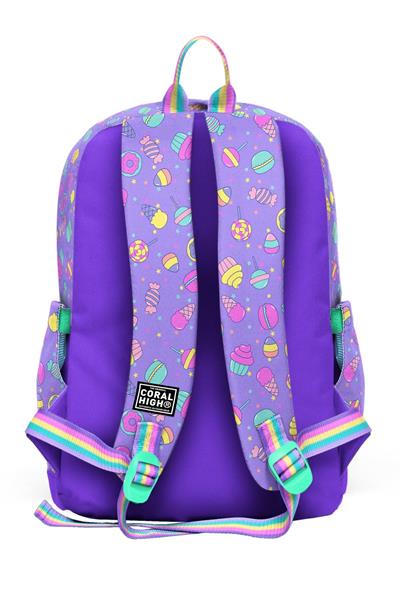Coral High Kız Çocuk Mor Yeşil Ayıcık Desenli İlkokul Sırt Çantası (Dört Bölme) 33205