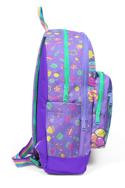 Coral High Kız Çocuk Mor Yeşil Ayıcık Desenli İlkokul Sırt Çantası (Dört Bölme) 33205