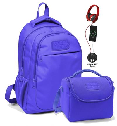Coral High Kız Çocuk Okul Çantası ve Beslenme Çantası Seti - Lavanta