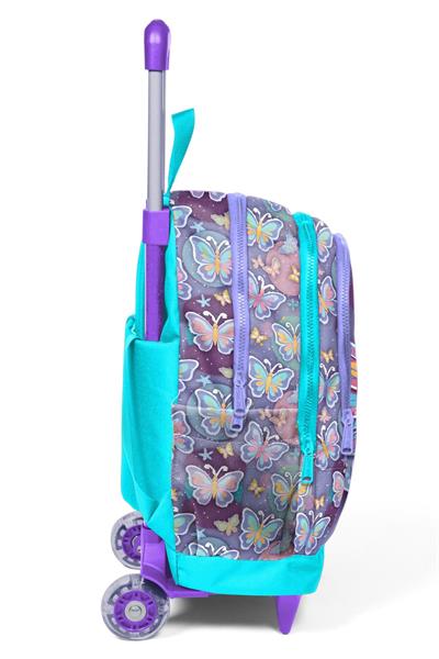 Coral High Kız Çocuk Pastel Renkli Kelebek Desenli Işıklı Tekerlekli Çekçek Okul Çantası - 34006