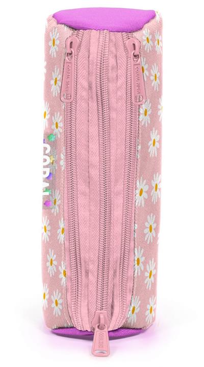 Coral High Kız Çocuk Pembe Beyaz Papatya Desenli Üç Gözlü Okul Kalem Çantası 31024
