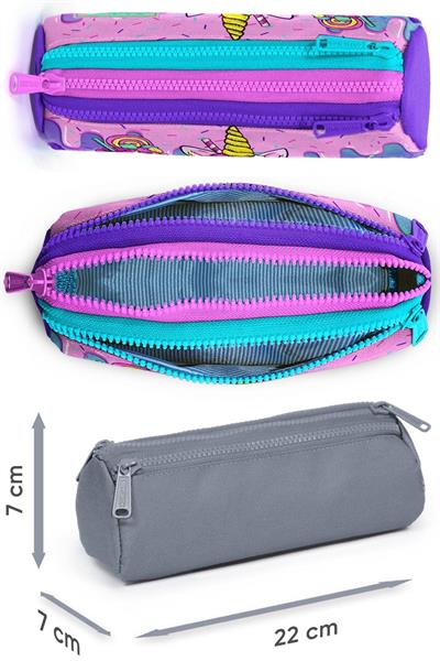 Coral High Kız Çocuk Pembe Mor Dondurma Desenli Beşli İlkokul Okul Çanta Seti