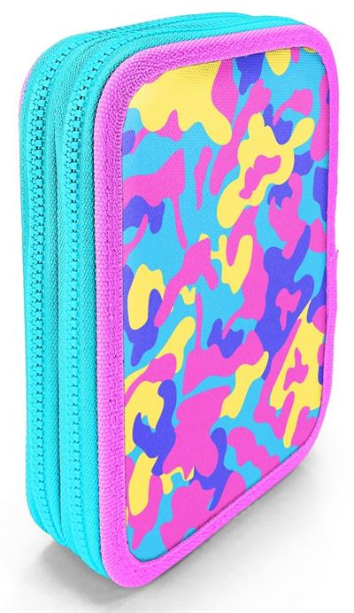 Coral High Kız Çocuk Pembe Sarı Kamuflaj Katlı Organizer Kalemlik (Kalem Kutusu) 31101