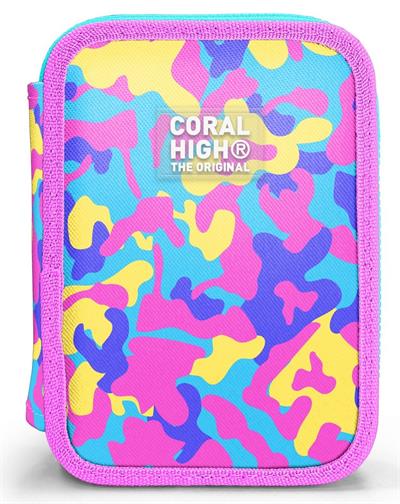 Coral High Kız Çocuk Pembe Sarı Kamuflaj Katlı Organizer Kalemlik (Kalem Kutusu) 31101