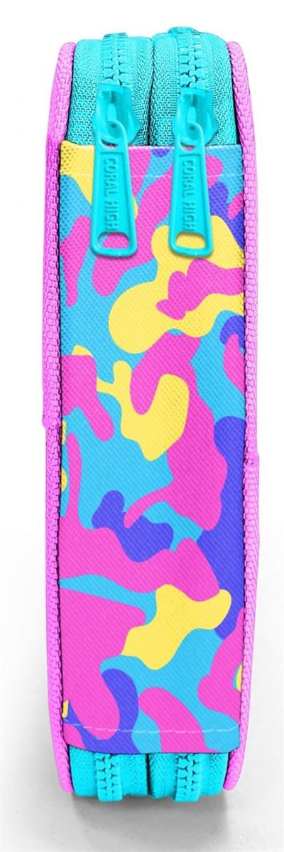 Coral High Kız Çocuk Pembe Sarı Kamuflaj Katlı Organizer Kalemlik (Kalem Kutusu) 31101