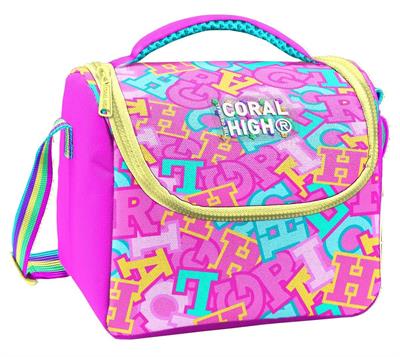 Coral High Kız Çocuk Pembe Su Yeşili Harf Baskılı Isı Yalıtımlı Beslenme Çantası 37141