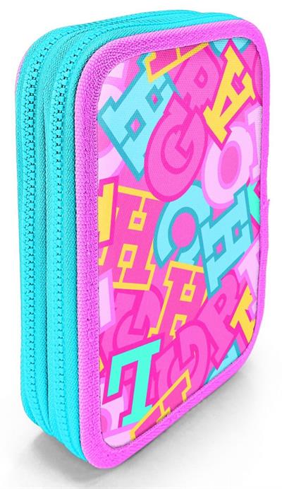 Coral High Kız Çocuk Pembe Su Yeşili Harf Baskılı Katlı Organizer Kalemlik (Kalem Kutusu) 31112