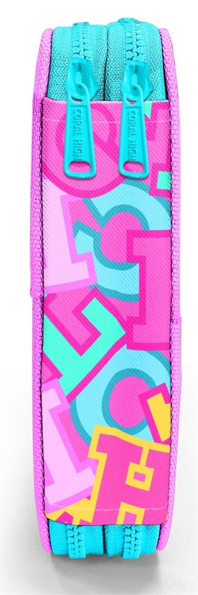 Coral High Kız Çocuk Pembe Su Yeşili Harf Baskılı Katlı Organizer Kalemlik (Kalem Kutusu) 31112