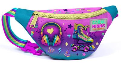 Coral High Kız Çocuk Pembe Turkuaz Kulaklık Paten Desenli Beşli İlkokul Okul Çanta Seti