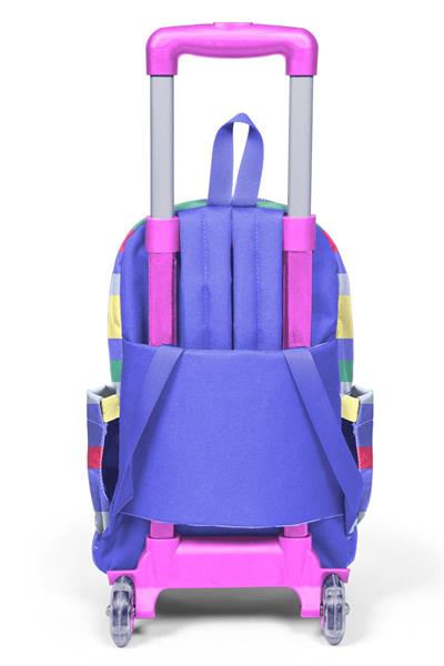 Coral High Kız Çocuk Renkli Çizgi Desenli Işıklı Tekerlekli Çekçek Okul Çantası - 34002