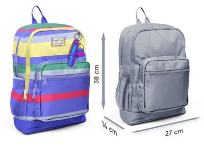 Coral High Kız Çocuk Renkli Çizgi Desenli İlkokul Sırt Çantası (Dört Bölme) 33202