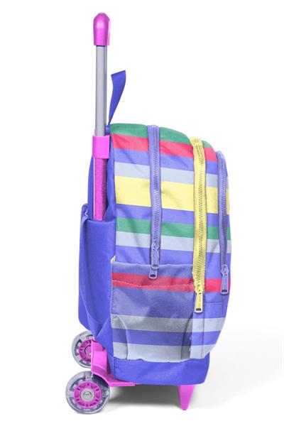 Coral High Kız Çocuk Renkli Çizgi Desenli Işıklı Tekerlekli Çekçek Okul Çantası - 34002
