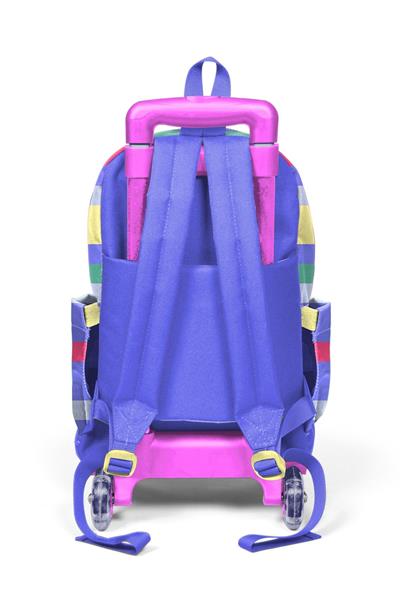 Coral High Kız Çocuk Renkli Çizgi Desenli Işıklı Tekerlekli Çekçek Okul Çantası - 34002