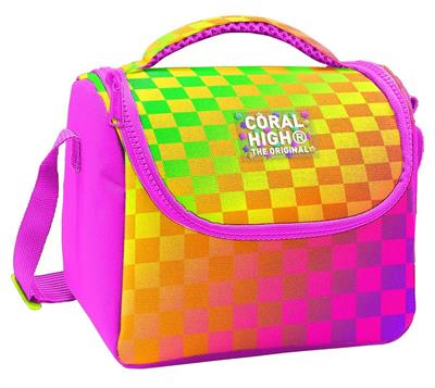 Coral High Kız Çocuk Sarı Mor Dama Desenli Isı Yalıtımlı Beslenme Çantası 37103