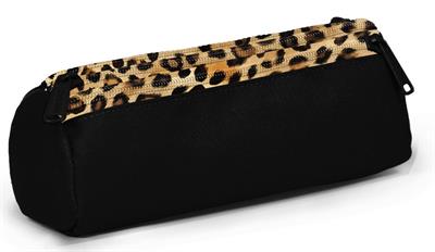 Coral High Kız Çocuk Siyah Kahverengi Leopar CH Desenli Üç Gözlü Okul Kalem Çantası 31028