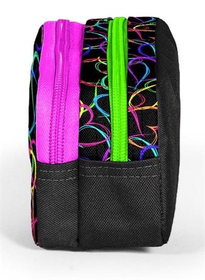 Coral High Kız Çocuk Siyah/Pembe Kalp Desenli Okul Kalem Çantası 22145